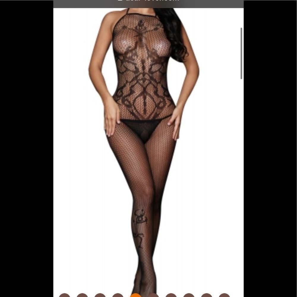 𝅺🦋SEAMLESS Tattoo Halter Neck Body Stocking. OS.